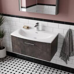 Balterley Winshill Contemporary 1 Drawer Wall Hung Vanity Basin Unit, 800mm in Grey - thumbnail 3