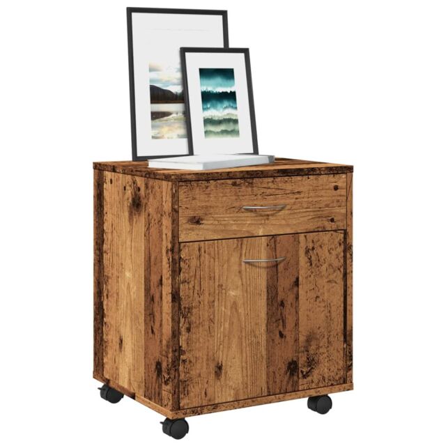 Berkfield Home Rolling Cabinet Old Wood 45x38x54 cm Engineered Wood in Brown - Size: 45 x 38 x 54 cm - image 1