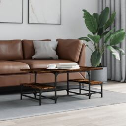 Berkfield Home Coffee Table Smoked Oak 100x50.5x40 cm Engineered Wood in Brown - thumbnail 1