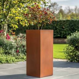 Woven Wood 100cm Zinc Galvanised Copper Tall Square Planter
