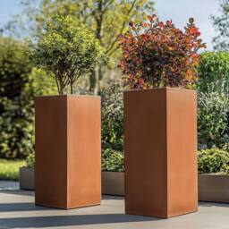 Woven Wood 100cm Zinc Galvanised Copper Tall Square Planter - thumbnail 5