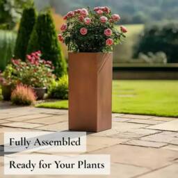 Woven Wood 100cm Zinc Galvanised Copper Tall Square Planter - thumbnail 7