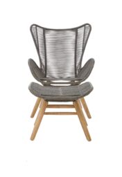 Orsina Rope Lounge Chair & Footstool, High-back Space-Saver Couch Chair, Improves Body Posture Footrest in Grey - thumbnail 3