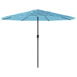 Berkfield Home Garden Parasol with Steel Pole Blue 324x324x247 cm - Size: 324 x 324 x 247 cm - thumbnail 5