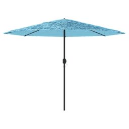 Berkfield Home Garden Parasol with Steel Pole Blue 324x324x247 cm - Size: 324 x 324 x 247 cm - thumbnail 4