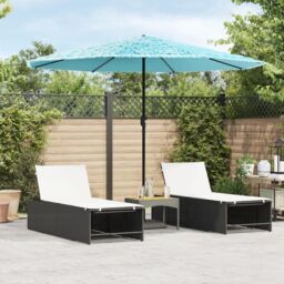 Berkfield Home Garden Parasol with Steel Pole Blue 324x324x247 cm - Size: 324 x 324 x 247 cm - thumbnail 1
