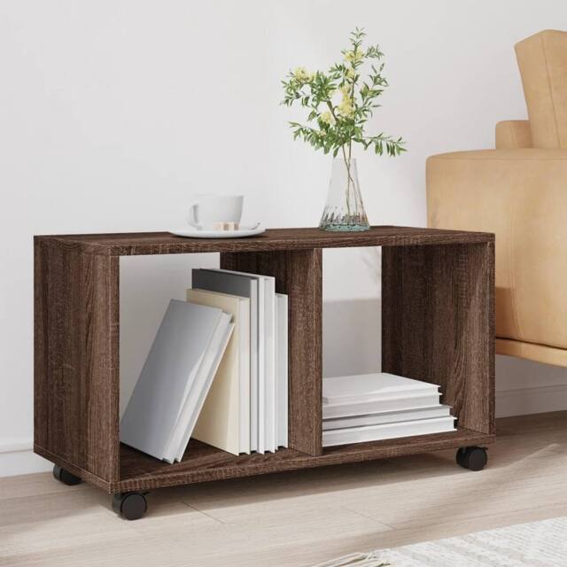 Berkfield Home Decorative vidaXL¬†Rolling¬†Cabinet¬†Brown Oak 72x33x42.5 cm Engi in Brown - image 1
