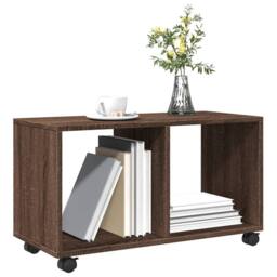 Berkfield Home Decorative vidaXL¬†Rolling¬†Cabinet¬†Brown Oak 72x33x42.5 cm Engi in Brown - thumbnail 4