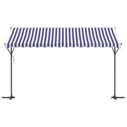 Berkfield Home Free Standing Awning Blue & White 400x300 cm Fabric & Steel - thumbnail 3