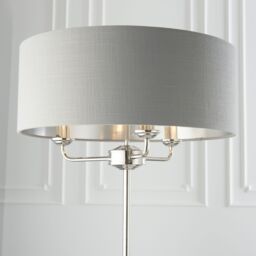 Loops Floor Lamp Light - Bright Nickel & Charcoal Fabric - 3 x 40W E14 - Base & shade in Metallics - thumbnail 4