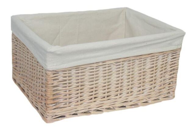 Red Hamper Wicker White Lined Storage Basket - Size: Medium - image 1