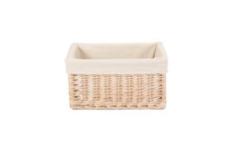 Red Hamper Wicker White Lined Storage Basket - Size: Medium - thumbnail 2
