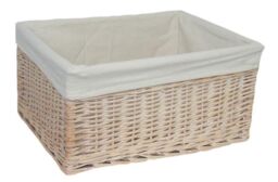 Red Hamper Wicker White Lined Storage Basket - Size: Medium - thumbnail 1