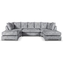 Furnishings For Less UK Bishop U-Shape Fabric 5 Seater Sofa Alaska Fabric Grey Scatter Back - thumbnail 1