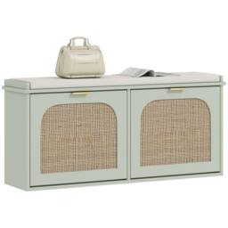 KORVIXA Shoe Bench with Seat Cushion Green - Size: 0.6m2