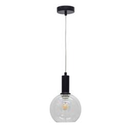 First Choice Lighting Set of 2 Barnum - Clear Glass Globe Black Deco Pendant Fittings - thumbnail 2