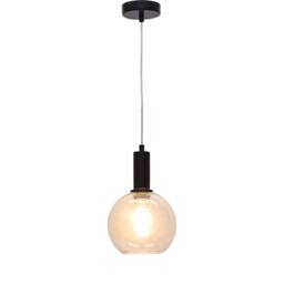 First Choice Lighting Set of 2 Barnum - Clear Glass Globe Black Deco Pendant Fittings - thumbnail 3