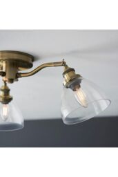 Netlighting Hansen Multi Arm Glass Semi Flush Ceiling Lamp Antique Brass Plate Glass in Gold - thumbnail 6