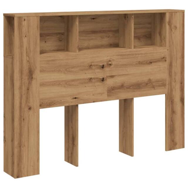 Berkfield Home Headboard Cabinet Artisan Oak 140x18.5x102.5 cm Engineered Wood in Brown - image 1