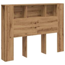 Berkfield Home Headboard Cabinet Artisan Oak 140x18.5x102.5 cm Engineered Wood in Brown - thumbnail 1