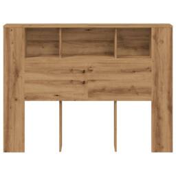 Berkfield Home Headboard Cabinet Artisan Oak 140x18.5x102.5 cm Engineered Wood in Brown - thumbnail 4