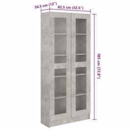 Berkfield Home Vitrine Cabinet Concrete Grey 82.5x30.5x185.5 cm Engineered Wood - thumbnail 8