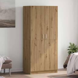 Berkfield Home Wardrobe Artisan Oak 90x52x200 cm Engineered Wood in Brown - Size: 90 x 52 x 200 cm - thumbnail 2