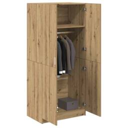 Berkfield Home Wardrobe Artisan Oak 90x52x200 cm Engineered Wood in Brown - Size: 90 x 52 x 200 cm - thumbnail 3