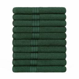 OHS 10 Pack of 100% Cotton Bath Sheet Bathroom Towel in Dark Green - thumbnail 2