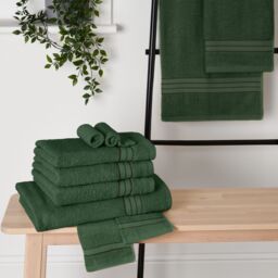 OHS 10 Pack of 100% Cotton Bath Sheet Bathroom Towel in Dark Green - thumbnail 1