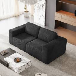 Dprodo Corduroy Modular Sofa, 202CM Loveseat Couch, 25V9 in Black - thumbnail 9