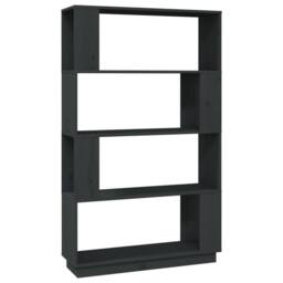 Berkfield Home Beautiful Book Cabinet/Room Divider Grey 80x25x132 cm Solid Wood Pine - Size: 80 x 25 x 132 cm - thumbnail 3