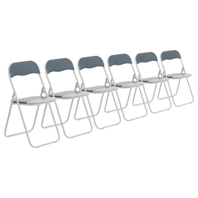 Harbour Housewares Coloured Padded Folding Chairs Pack of 6 in Grey - image 1