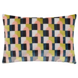 Paoletti Keela Cut Velvet Geometric Cushion in Pink