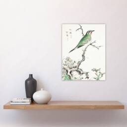 "Artery8 Ruby Throat Bird & Wild Camomile Vintage Wall Art Print Kashu - Size: W12"" x H16""" - thumbnail 4