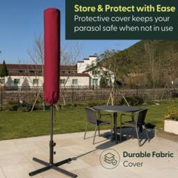 Keplin 3M Cantilever Garden Parasol with Cover - 6 Ribs 180GSM, UV Resistant in Dark Red - thumbnail 9