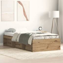 Berkfield Home Bed Frame without Mattress Artisan Oak 90x200cm Engineered Wood in Brown - Size: 90x200 cm - thumbnail 2