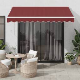 Berkfield Home Manual Retractable Awning Burgundy 300x250 cm in Black - thumbnail 1