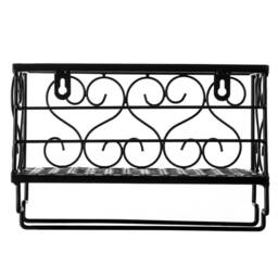 Kelvenix Metal Wall Mounted Wine Glass Rack Shelf in Black - Size: 0.6m2 - thumbnail 5