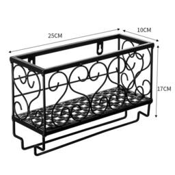 Kelvenix Metal Wall Mounted Wine Glass Rack Shelf in Black - Size: 0.6m2 - thumbnail 2
