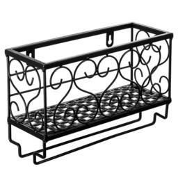 Kelvenix Metal Wall Mounted Wine Glass Rack Shelf in Black - Size: 0.6m2 - thumbnail 4