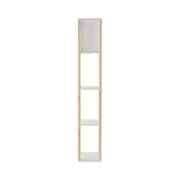 ValueLights Struttura Wooden Shelving Floor Lamp with Fabric Shade & LED Bulb in Light Oak - thumbnail 6