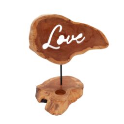 KDMD Candle Holder Sign - Love in Brown