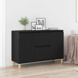 Berkfield Home Black Oak Sideboard - 101x35x60 cm - Made of Engineered Wood - Size: 101 x 35 x 60 cm - thumbnail 2
