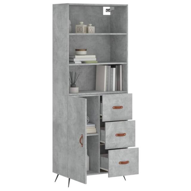 Berkfield Home Highboard Concrete Grey 69.5x34x180 cm Engineered Wood - image 1