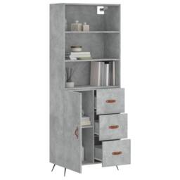 Berkfield Home Highboard Concrete Grey 69.5x34x180 cm Engineered Wood - thumbnail 1