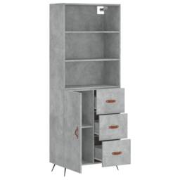Berkfield Home Highboard Concrete Grey 69.5x34x180 cm Engineered Wood - thumbnail 4