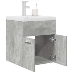Berkfield Home Bathroom Sink Cabinet with Built-in Basin & Faucet Concrete Grey - thumbnail 1