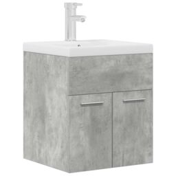 Berkfield Home Bathroom Sink Cabinet with Built-in Basin & Faucet Concrete Grey - thumbnail 2