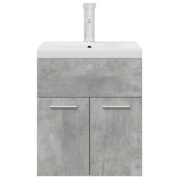 Berkfield Home Bathroom Sink Cabinet with Built-in Basin & Faucet Concrete Grey - thumbnail 4